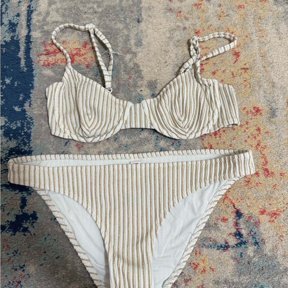 SOLID & STRIPED White and Gold Bikini